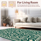 Elegant Ivory Leaf Scroll Design Rug