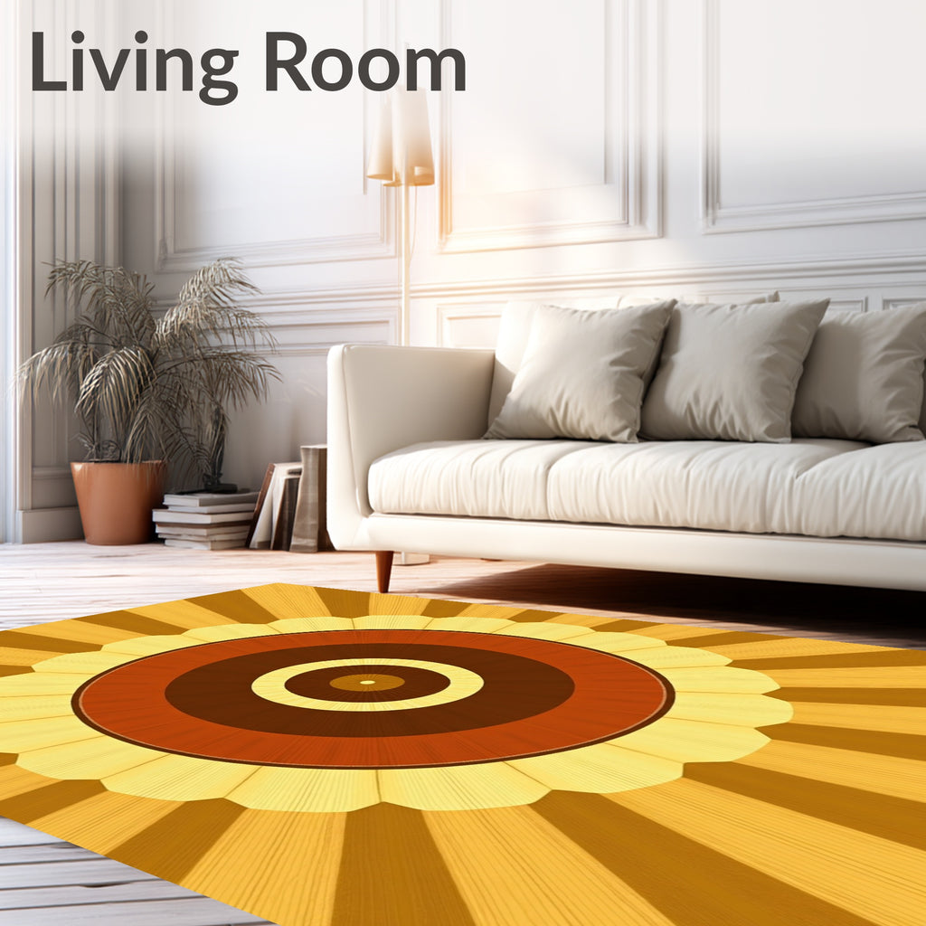 Radiating Sunburst Geometric Design Rug