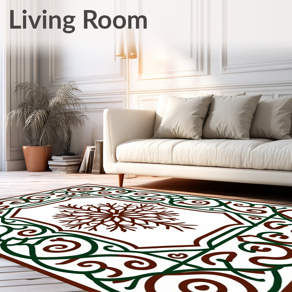 Ornate Snowflake Scrollwork Pattern Rug