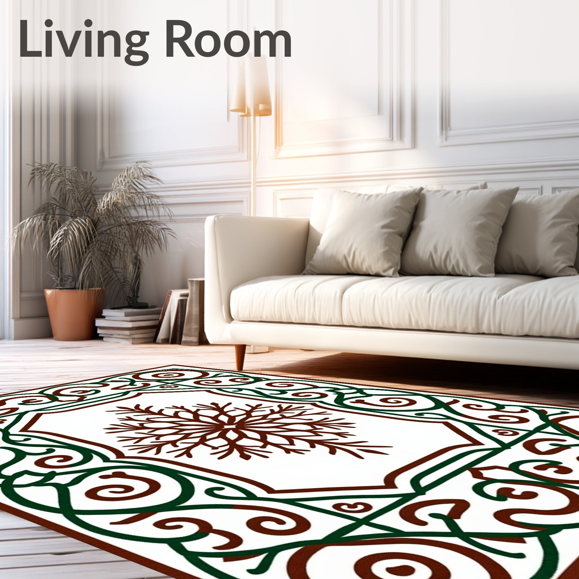 Ornate Snowflake Scrollwork Pattern Rug