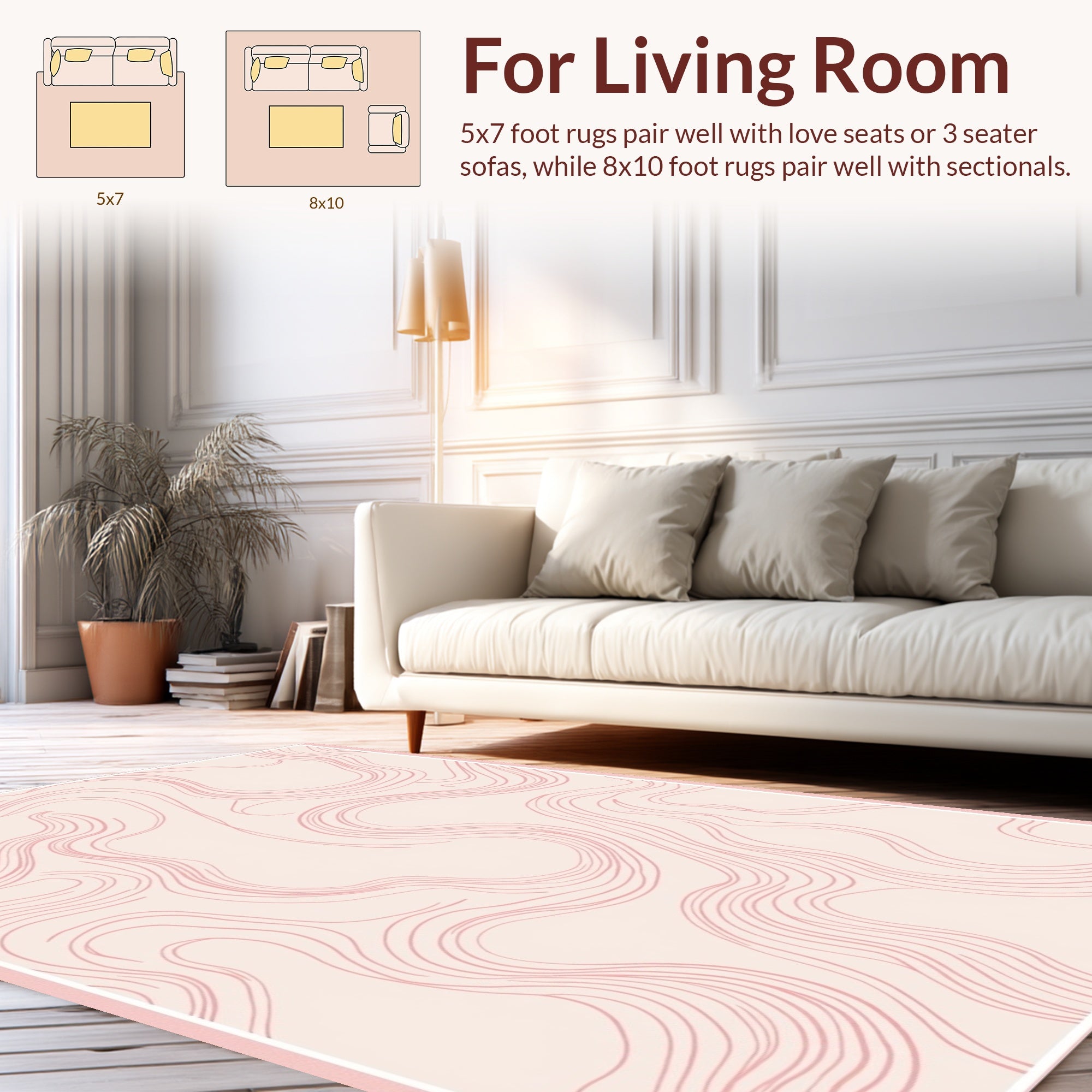 Soft Pink Abstract Line Art Rug