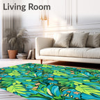 Exotic Tropical Jungle Leaf Pattern Rug