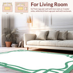 Elegant Mint Green Scrollwork Frame Rug