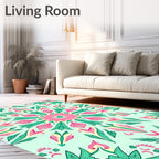 Mandala Floral Pattern with Pink Accents Rug