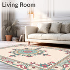 Elegant Floral Medallion Border Rug