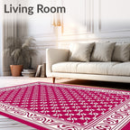 Ornate Crimson Cream Repeating Pattern Rug