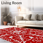Red White Scrollwork Medina Pattern Rug