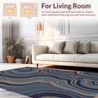 Wavy Blue Tan Marbled Pattern Rug