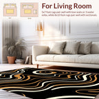 Abstract Swirls Black Gold Rug