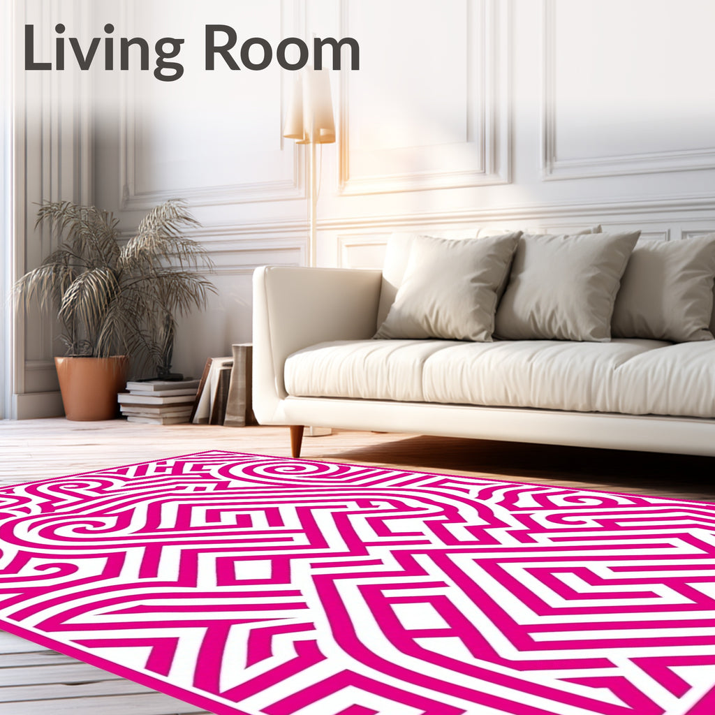 Graphic Pink Maze Pattern Rug