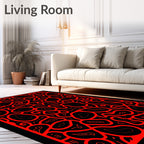 Bold Red Organic Lines Pattern Rug