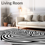 Monochrome Swirl Organic Lines Rug
