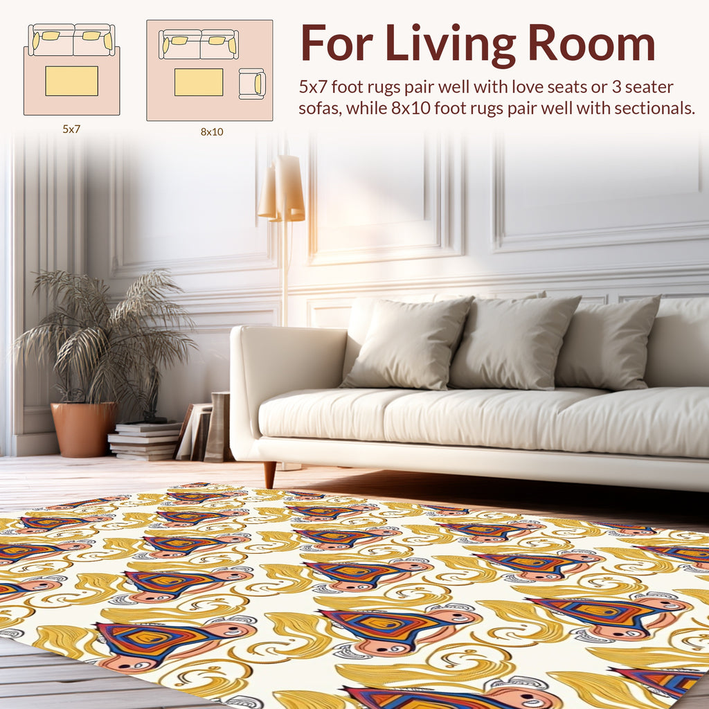 Triangular Pattern With Abstract Yellow Elements Rug