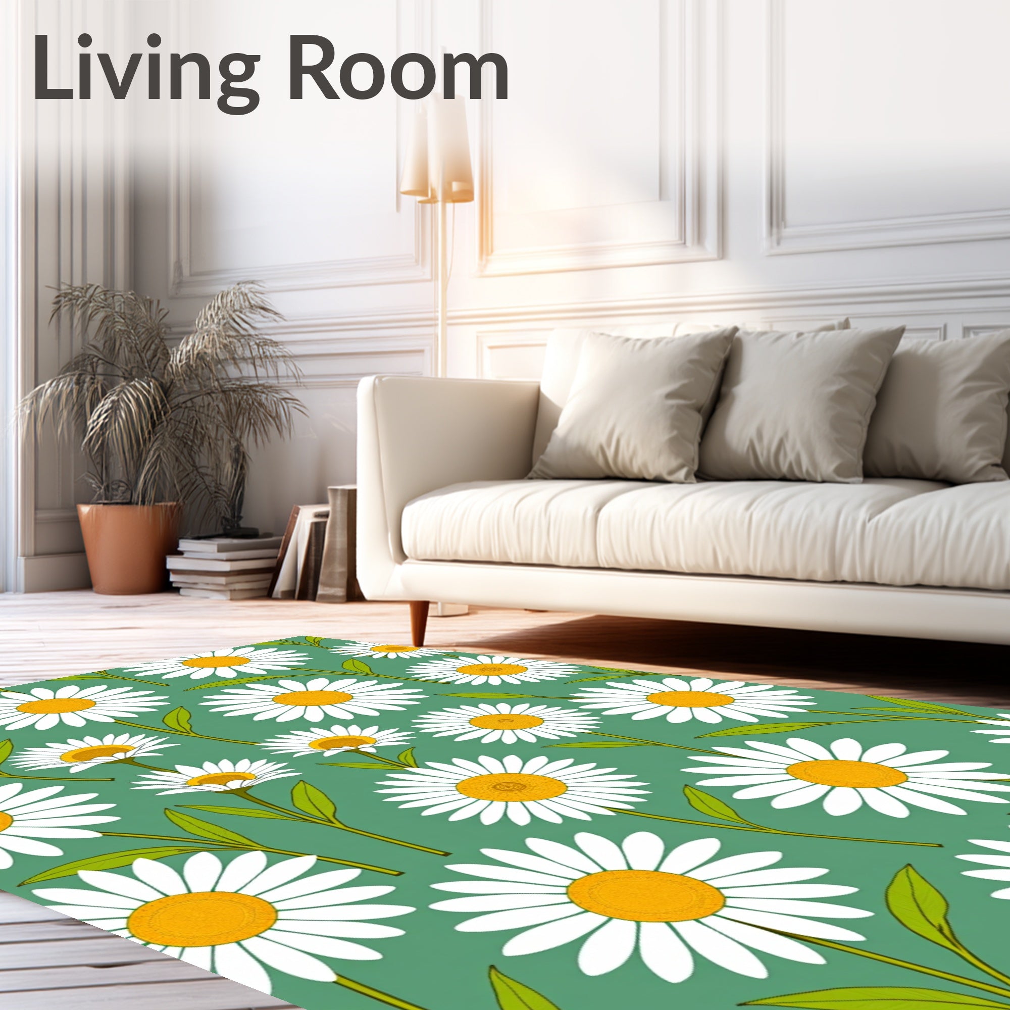 Daisy Botanical Pattern Design Rug