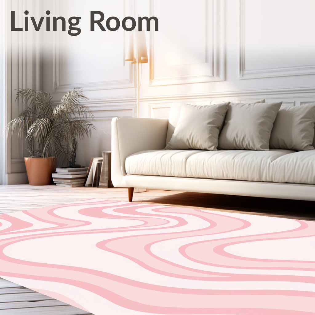 Abstract Pink Swirl Pattern Rug