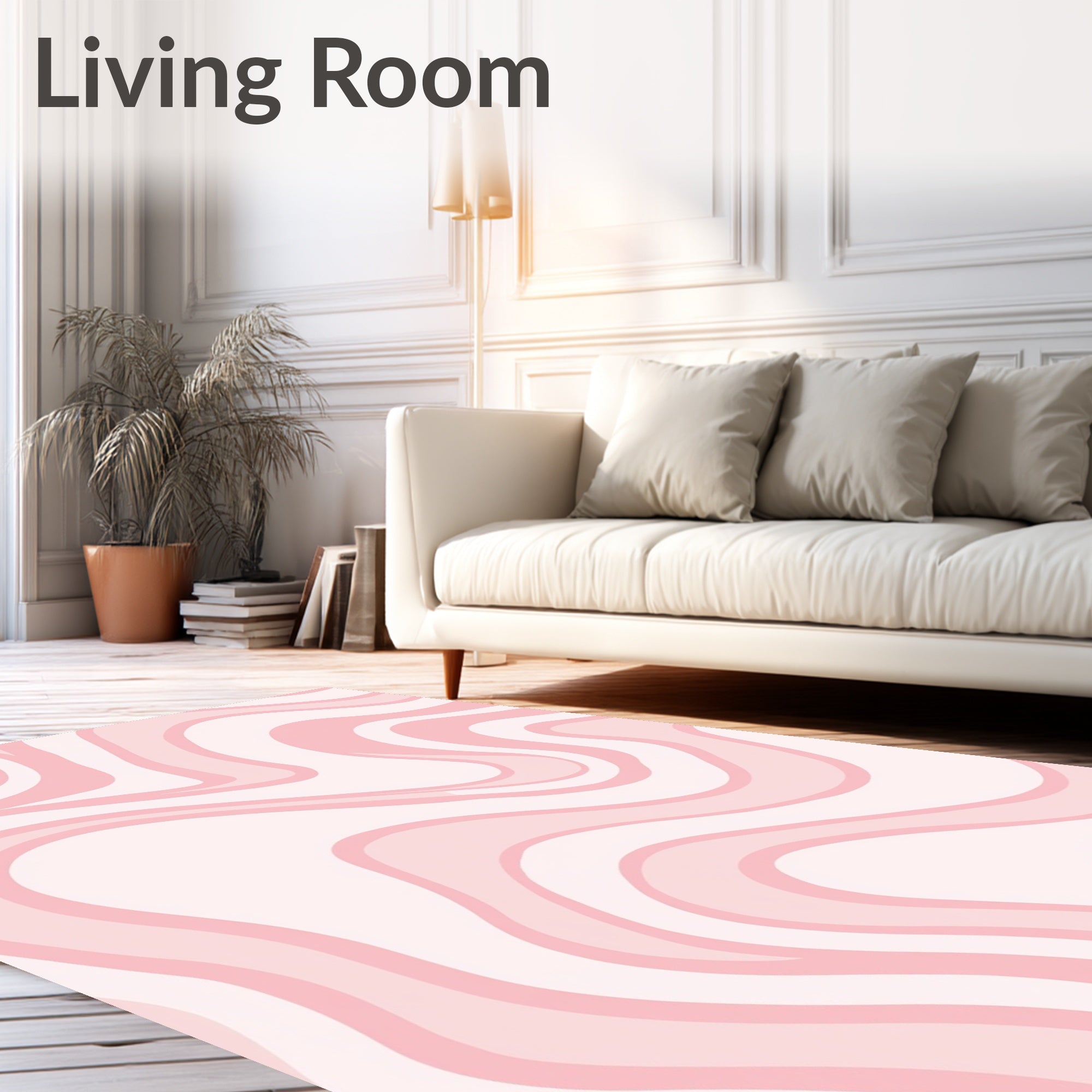 Abstract Pink Swirl Pattern Rug