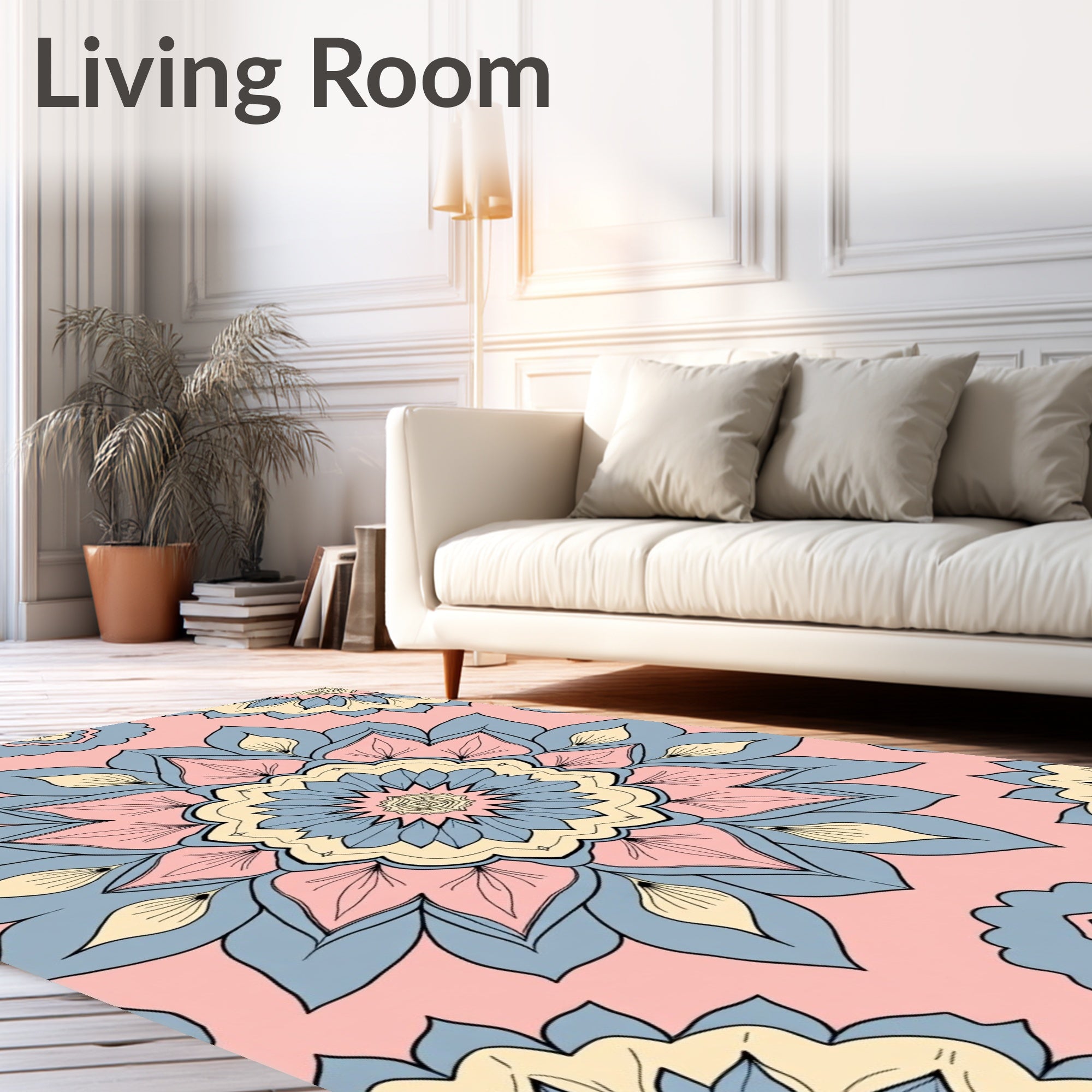 Pastel Mandala Floral Repeating Pattern Rug