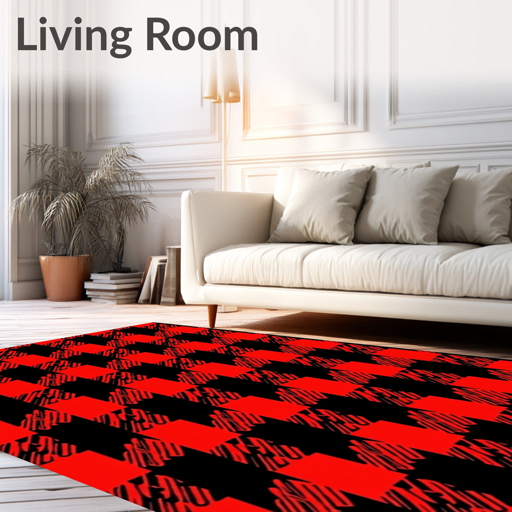 Bold Red Black Buffalo Check Rug