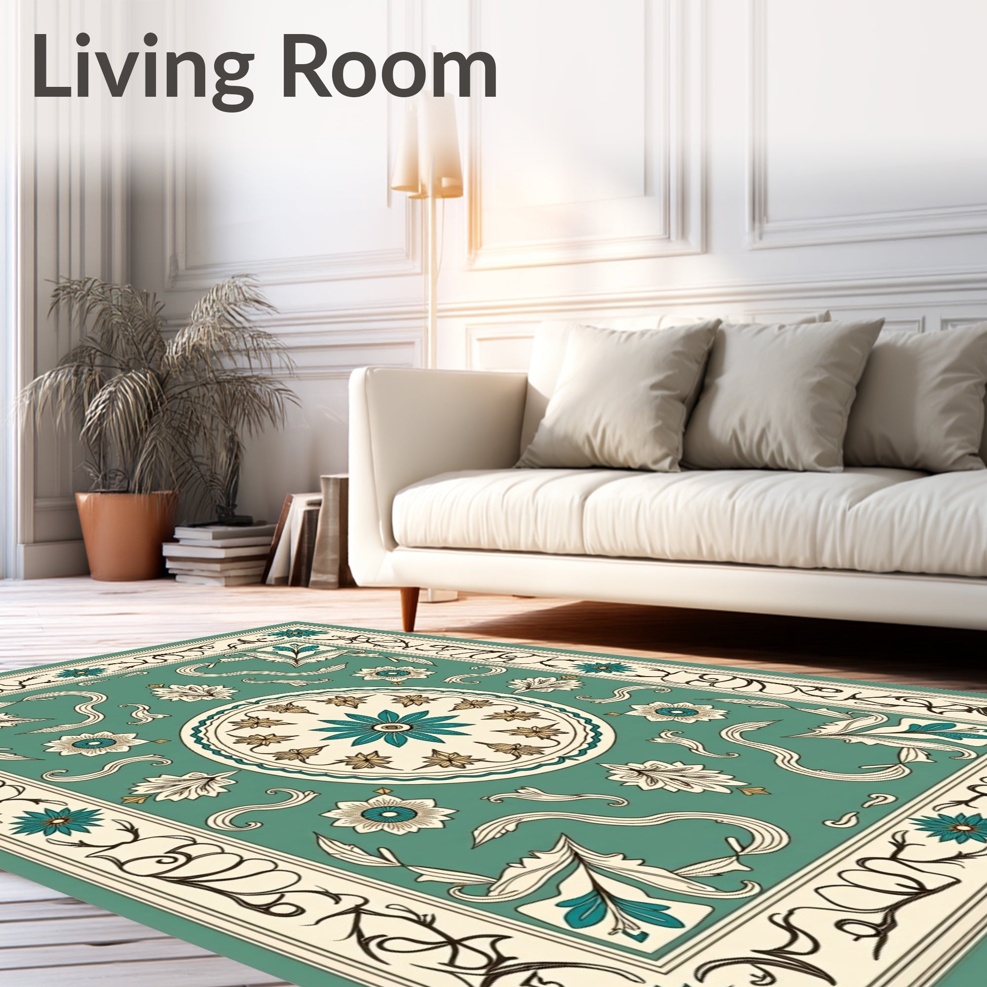 Art Nouveau Floral Medallion Pattern Rug