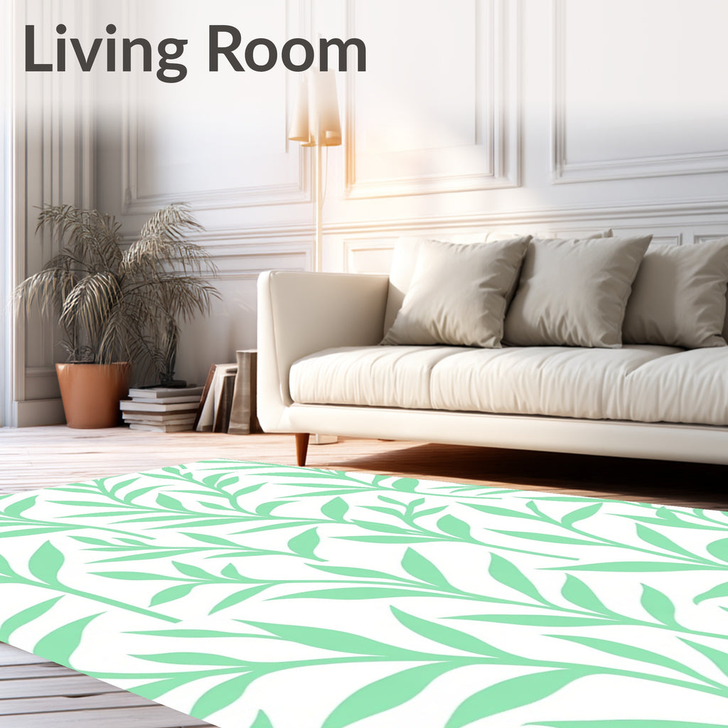 Soft Green Branching Foliage Rug