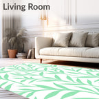 Soft Green Branching Foliage Rug