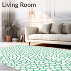 Green Irregular Geometric Web Pattern Rug