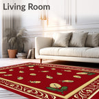 Gold Acorn Botanical Border Design Rug
