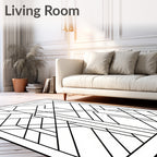Art Deco Geometric Black And White Design Rug