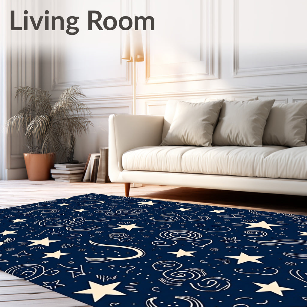 Playful Stars Swirls Pattern Rug
