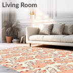 Coral Floral Outline Pattern Design Rug