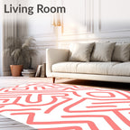 Abstract Coral Maze Pattern Rug