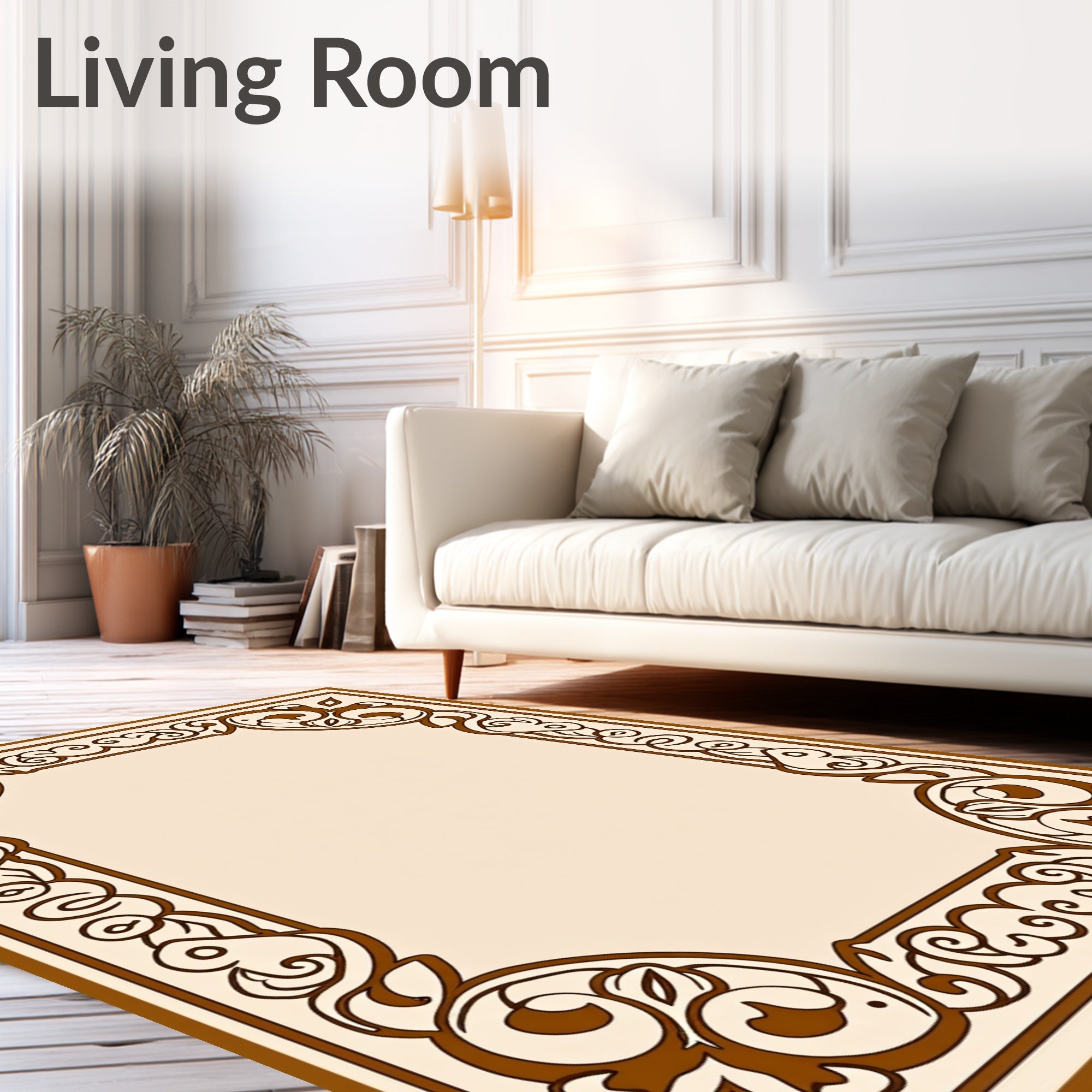 Elegant Floral Vine Border Design Rug