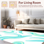 Blue Teal Flowing Abstract Pattern Rug