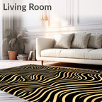 Elegant Gold Wave Pattern Rug