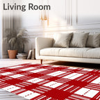 Classic Tartan Red and White Pattern Rug