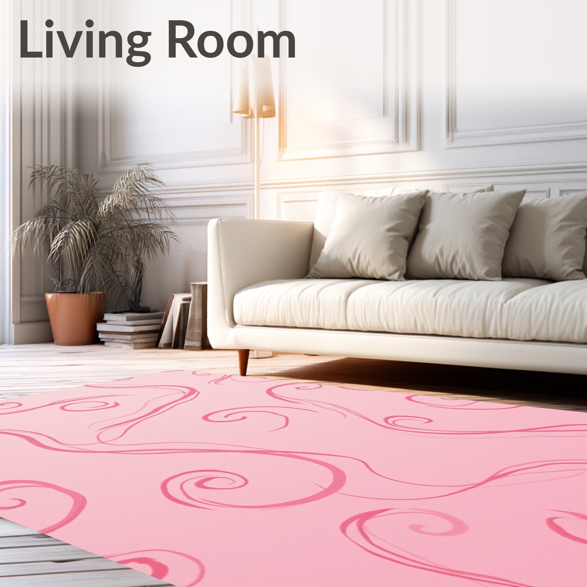 Pink Swirl Elegant Decorative Pattern Rug
