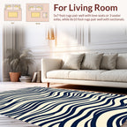Navy And Cream Wavy Lines Rug