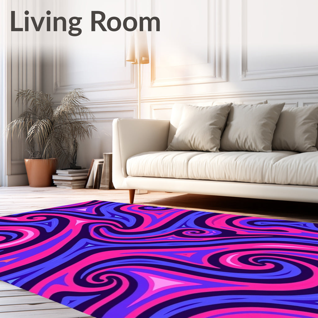 Vibrant Swirling Pink Blue Pattern Rug