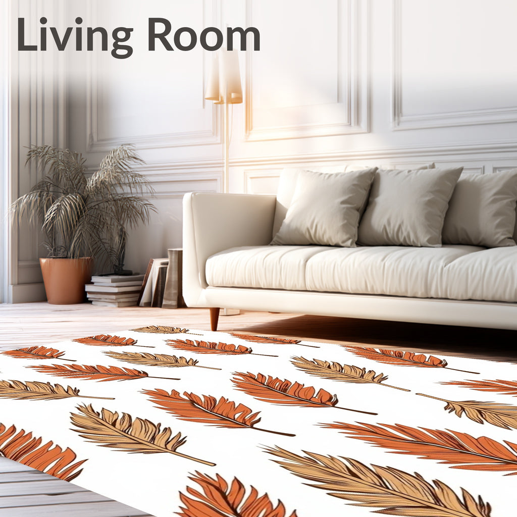 Autumn Feather Pattern Design Rug