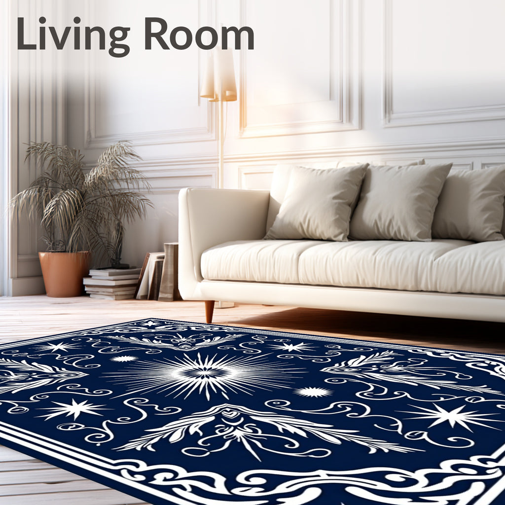 Celestial Starburst Scrollwork Pattern Rug