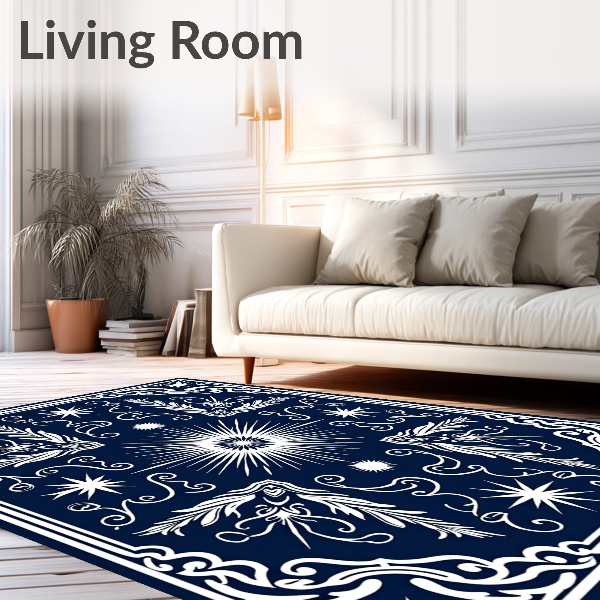 Celestial Starburst Scrollwork Pattern Rug