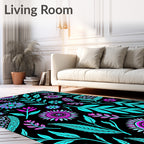 Vibrant Floral Leaf Pattern Design Rug