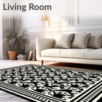 Abstract Black White Geometric Pattern Rug