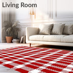 Red White Gingham Checkered Pattern Rug