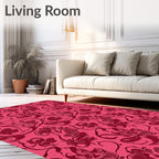 Crimson Floral Vines Decorative Pattern Rug