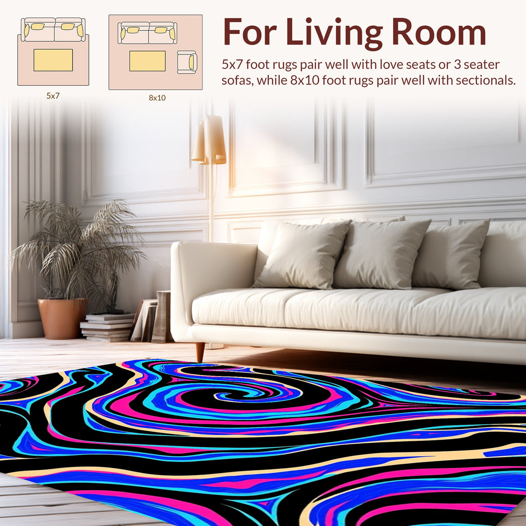 Bold Swirls Vibrant Abstract Design Rug