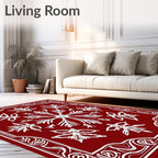 Classic Floral Red White Design Rug