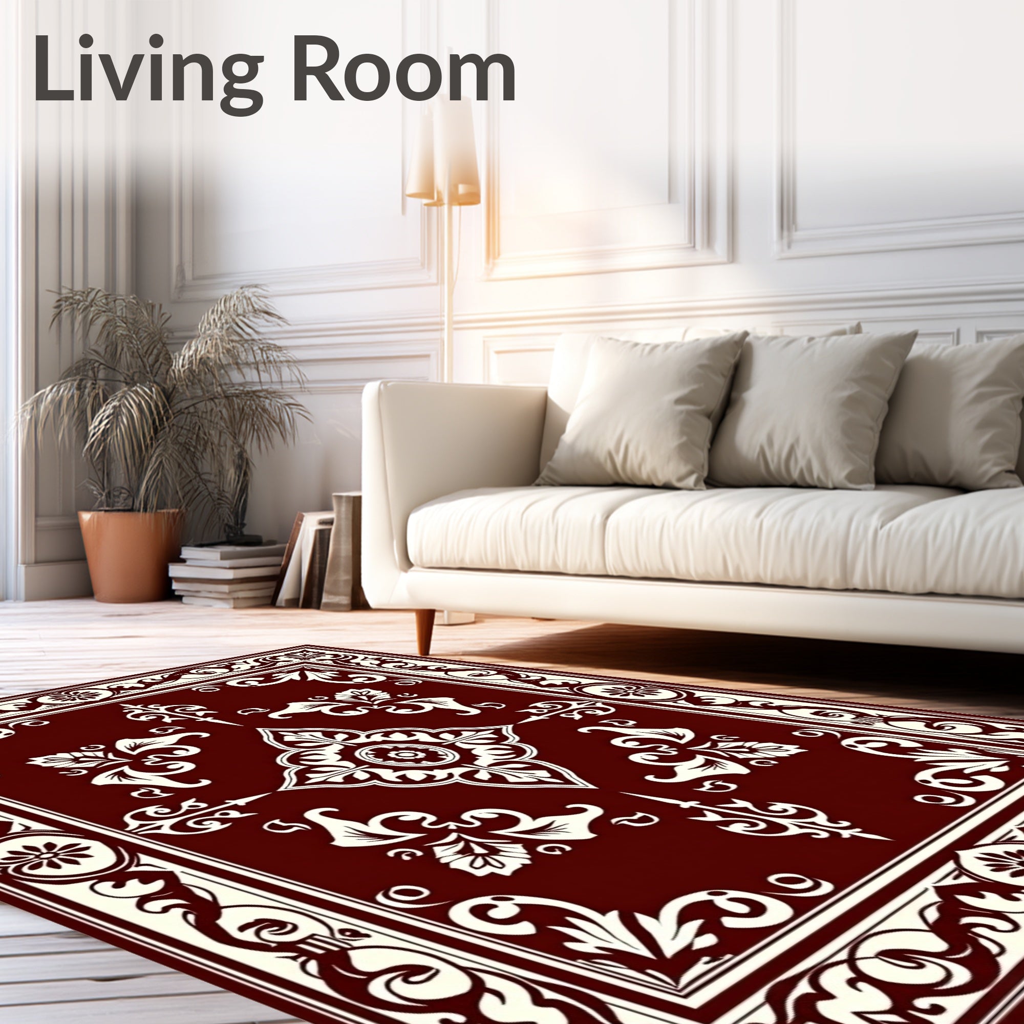 Ornate Floral Scrollwork Pattern Rug