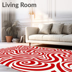 Bold Red Swirls Pattern Design Rug