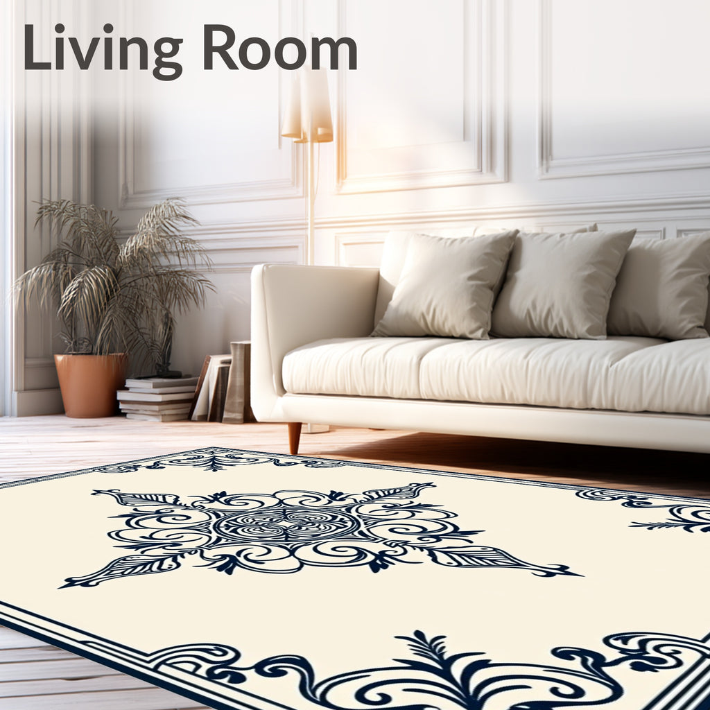 Ornate Floral Symmetry Design Rug